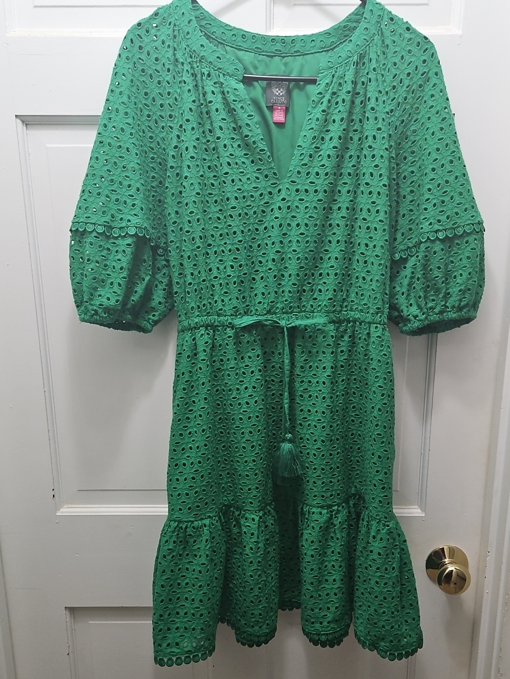 Vince Camuto Emerald Eyelet Tie-Waist Dress Size 8